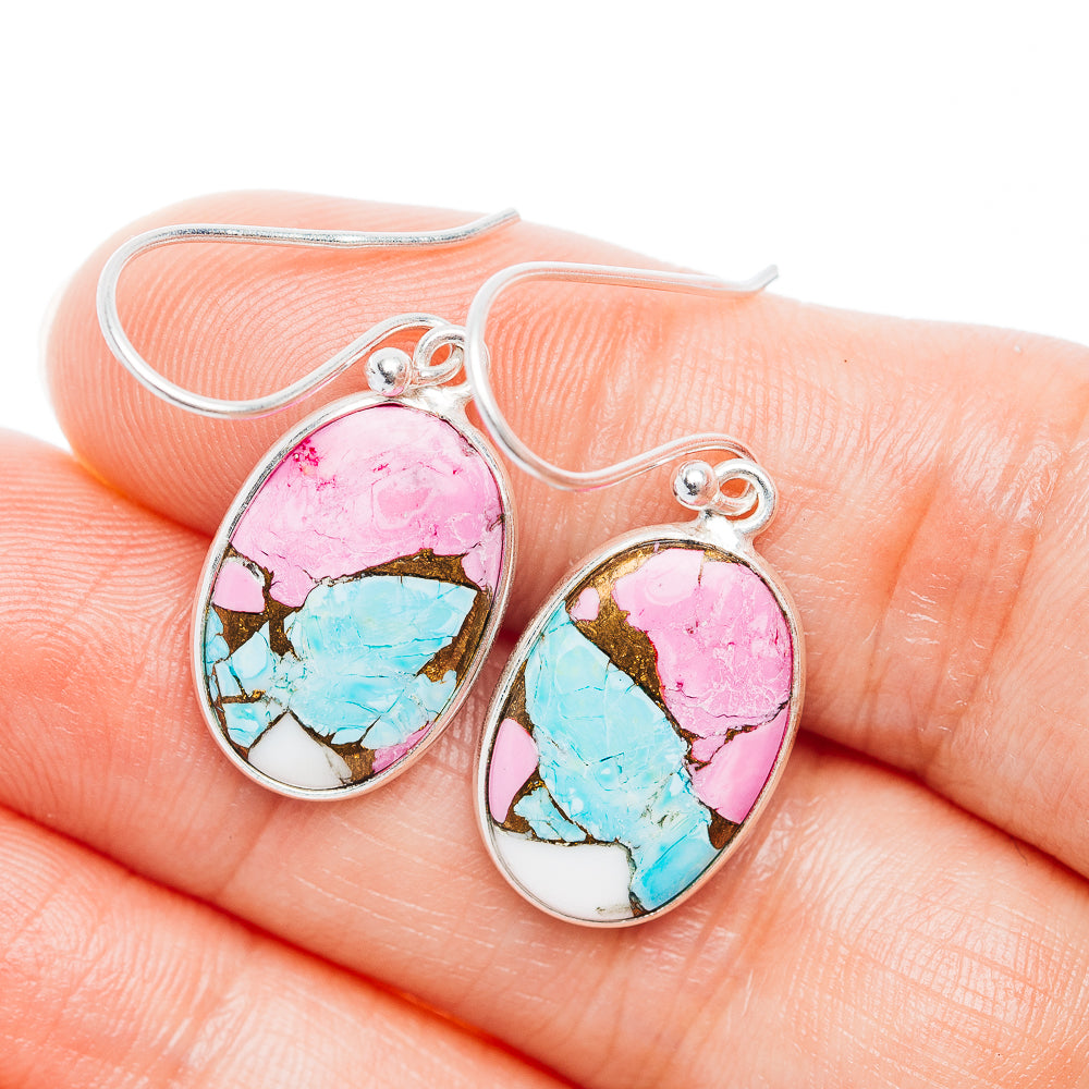 Cotton Candy Turquoise Earrings 1 3/8" (.925 Sterling Silver)
