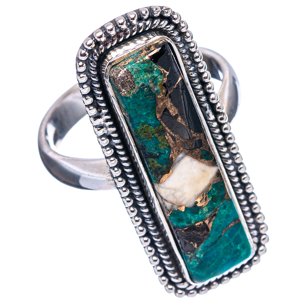 White Buffalo Turquoise In Chrysocolla Ring Size 6.75 (.925 Sterling Silver)