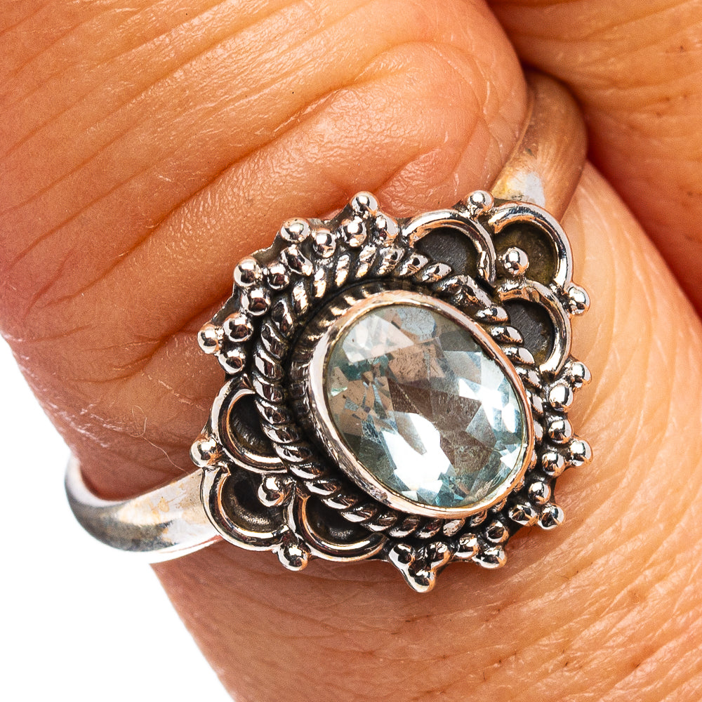 Blue Topaz Ring Size 8.5 (.925 Sterling Silver)