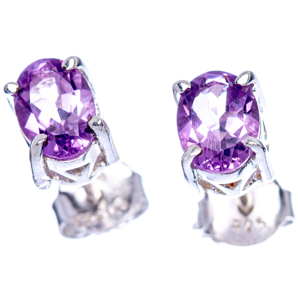 Faceted Amethyst Dainty Earrings 1/4" (925 Sterling Silver) E2058