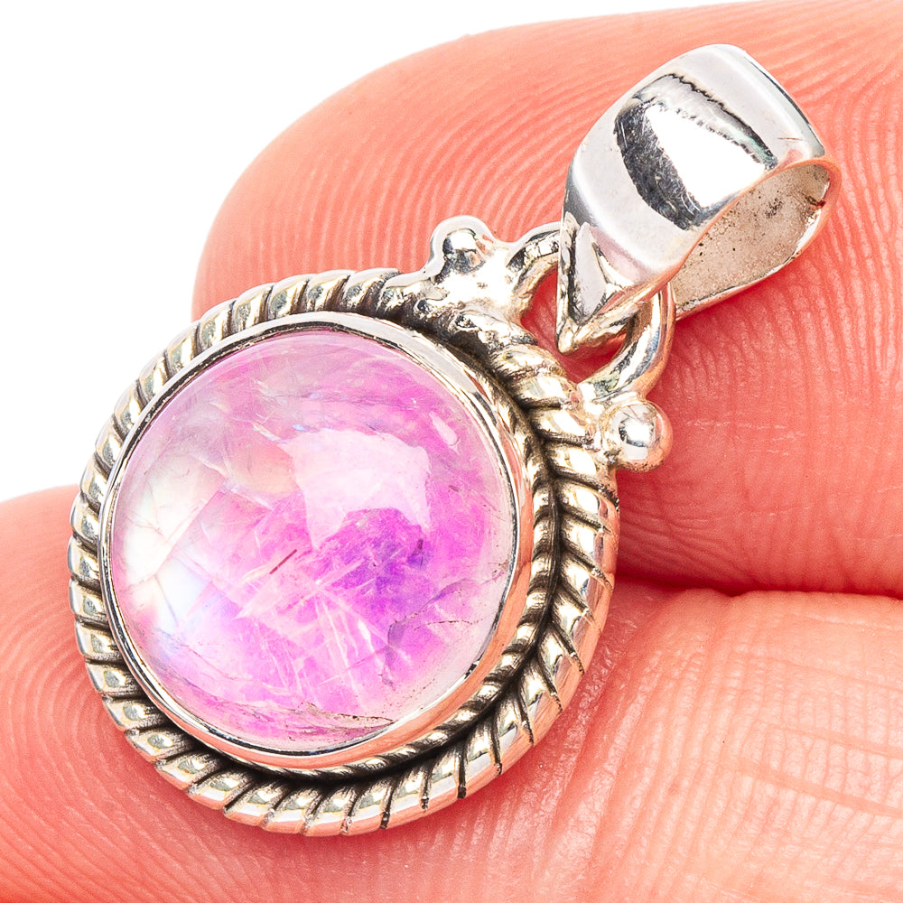 Pink Moonstone Pendant 7/8" (925 Sterling Silver) P44725