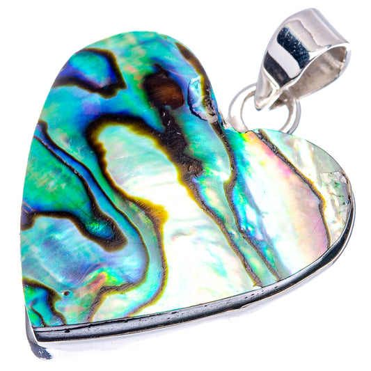 Abalone shell pendant, iridescent blue-green and gold with .925 sterling silver bail