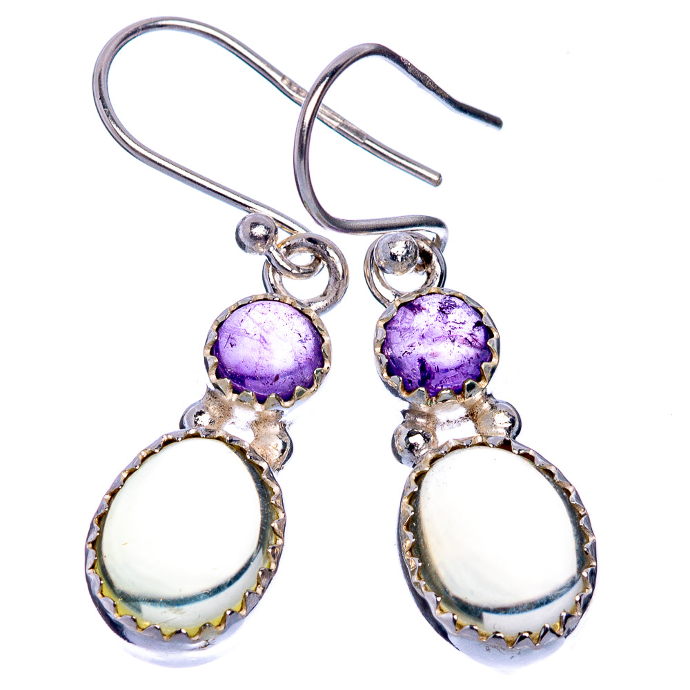 Natural Citrine, Amethyst Earrings 1 3/8" (925 Sterling Silver) E433537