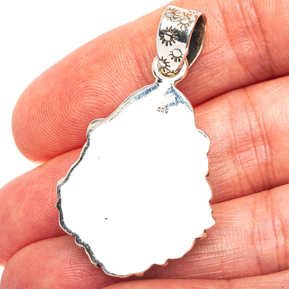 Sterling silver reverse pendant with scalloped edge and stamped design bail