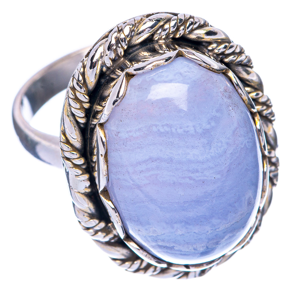 Large Blue Lace Agate Ring Size 7 (925 Sterling Silver) R144825