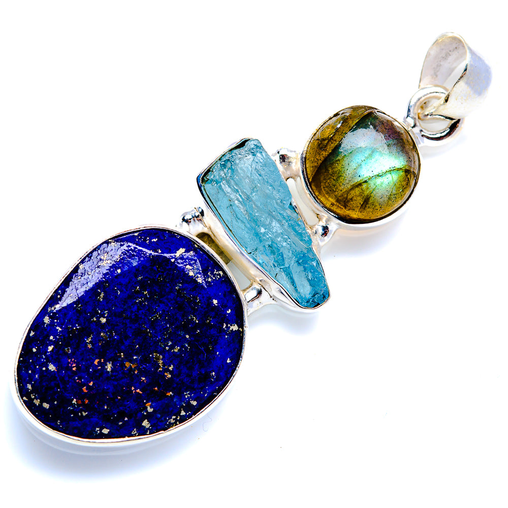 Lapis Lazuli, Apatite, Labradorite 925 Sterling Silver Pendant 2" (925 Sterling Silver) PD38281
