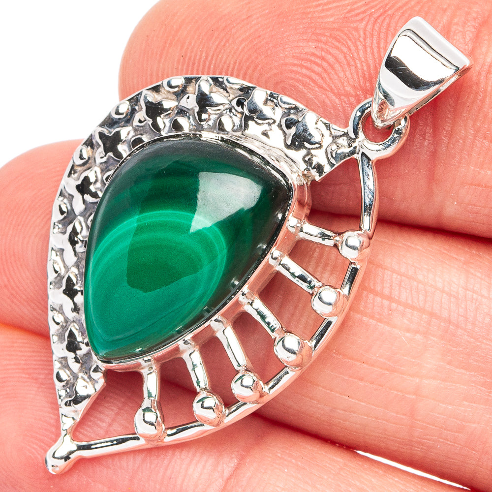 Premium Malachite Pendant 1 1/2" (925 Sterling Silver) P45011