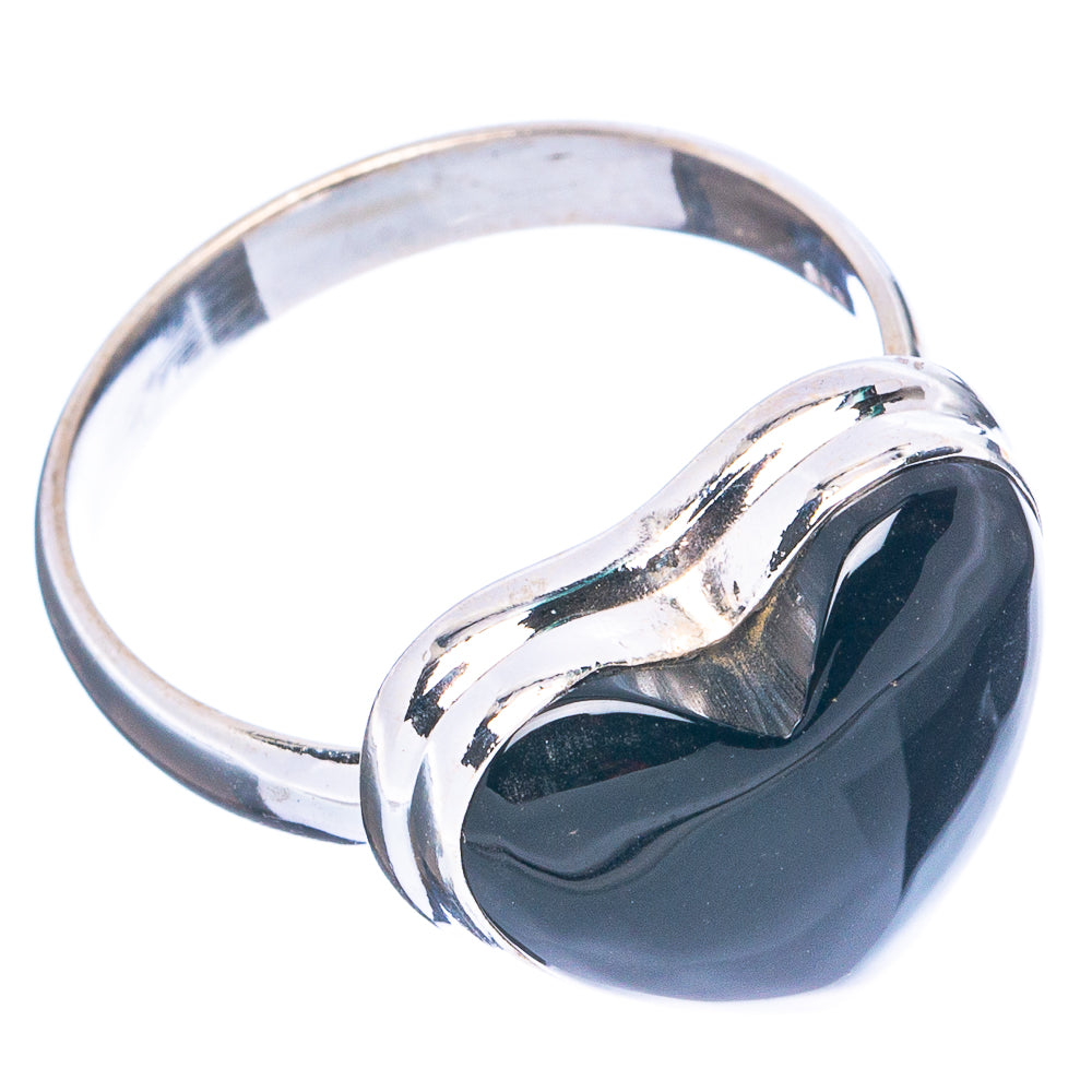 Black Onyx Heart Ring Size 10.75 (.925 Sterling Silver)