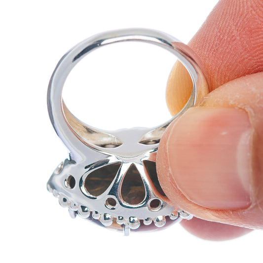 Exclusive Red Dahlia Mohave Turquoise Ring Size 6.5 (.925 Sterling Silver)