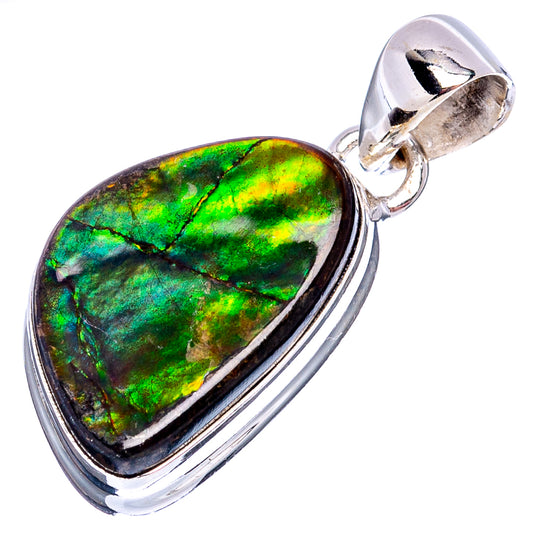 Oval ammolite cabochon pendant with .925 sterling silver bail