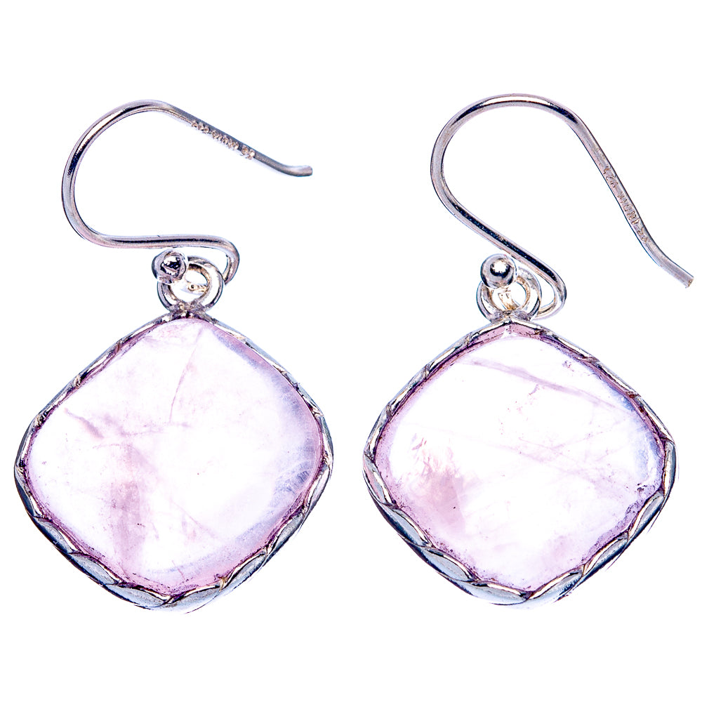 Rose Quartz 925 Sterling Silver Earrings 1 1/4" (925 Sterling Silver) E1967