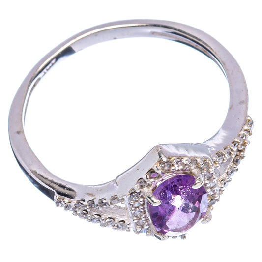 Sterling silver amethyst ring with round purple center stone