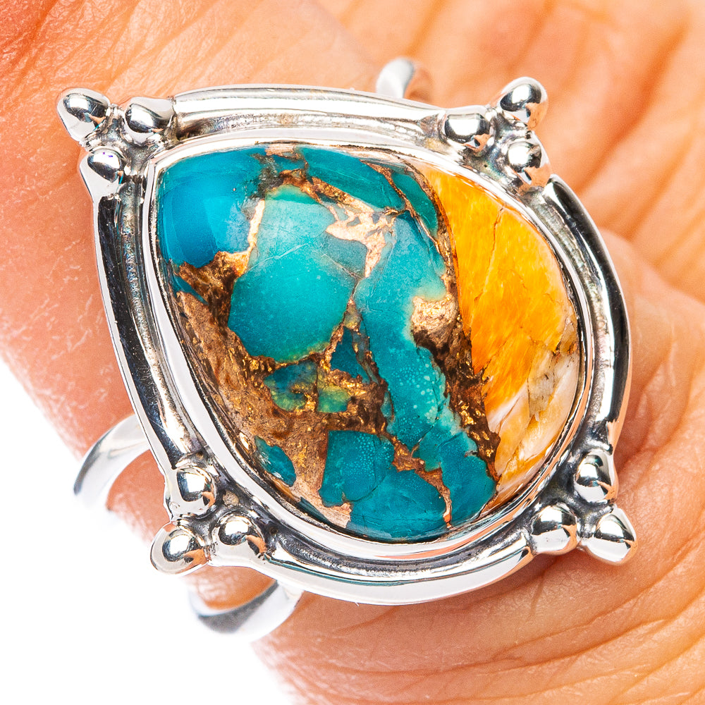 Premium Spiny Oyster Turquoise Ring Size 6 (925 Sterling Silver) RING7693