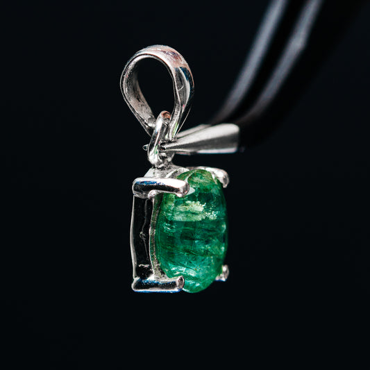 Premium Faceted Zambian Emerald Pendant 3/4" (.925 Sterling Silver)