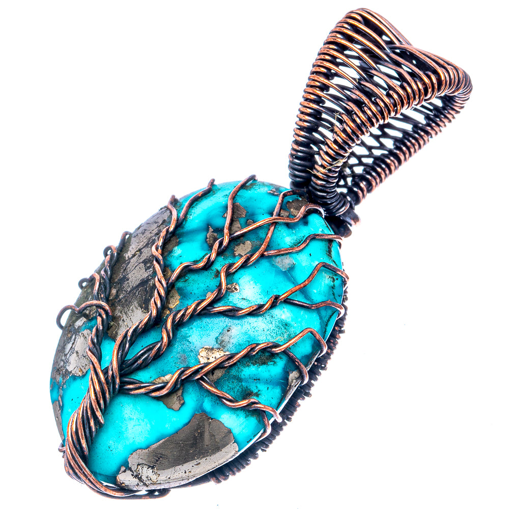 Turquoise Tree of Life Pendant 1 3/4" (Oxidized Copper)