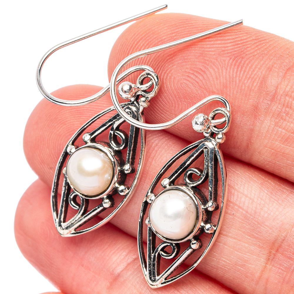 Cultured Pearl Earrings 1 1/2" (925 Sterling Silver) E3058
