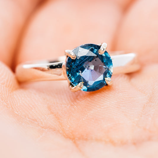 Faceted Deep Teal Blue Kyanite Ring Size 7 (.925 Sterling Silver)