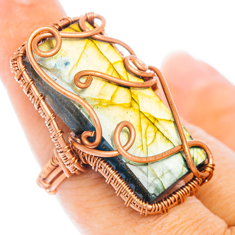 Labradorite Wire Wrap Ring Size 7 (Copper)