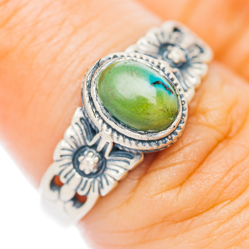 Mojave Turquoise Flower Ring Size 7 (.925 Sterling Silver)