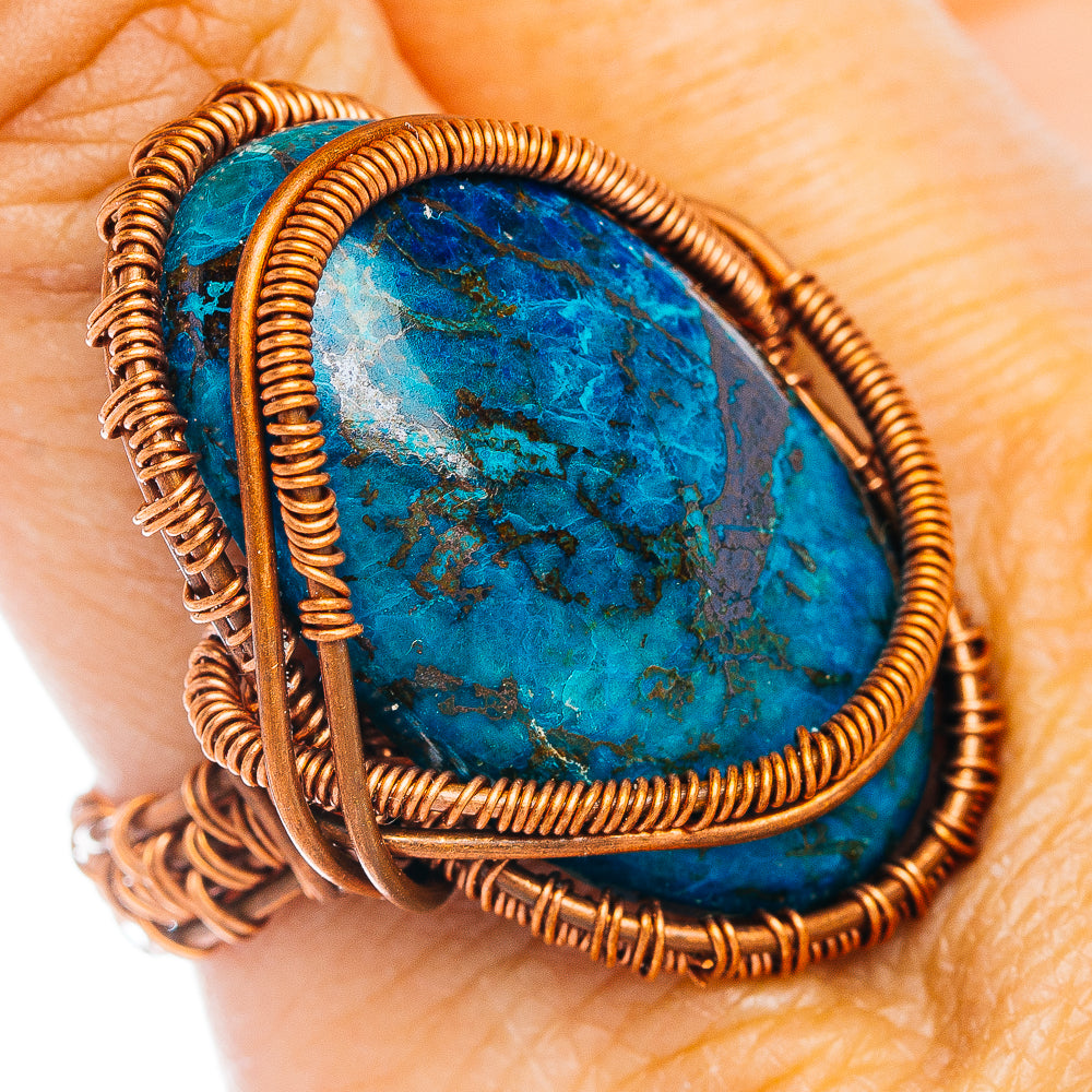 Shattuckite Wire Wrap Ring Size 9 (Copper)