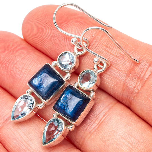Kyanite, Blue Topaz Earrings 1 1/2" (925 Sterling Silver) E1578
