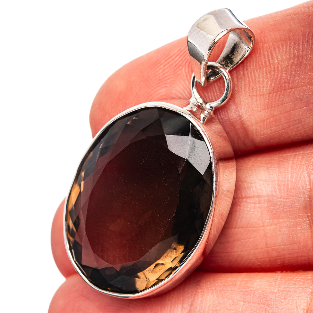 Premium Smoky Quartz Pendant 1 1/2" (.925 Sterling Silver)