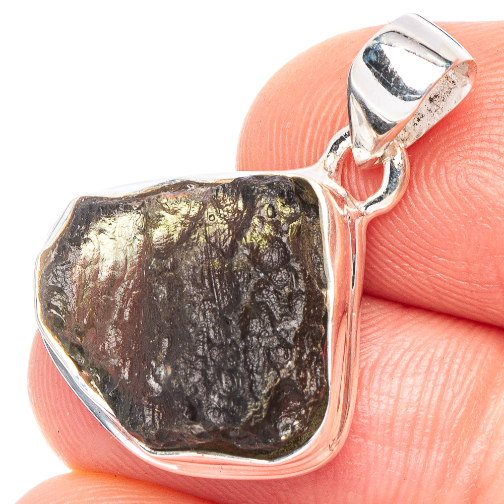 Rare Moldavite Pendant 1" (925 Sterling Silver) P43940