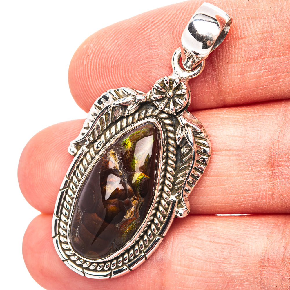 Premium Southwestern Style Mexican Fire Agate Pendant 1 3/4" (.925 Sterling Silver)