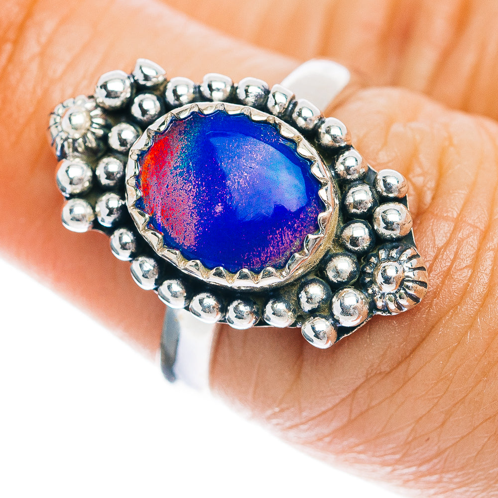 Southwestern Style Aurora Opal Ring Size 6.75 (.925 Sterling Silver)
