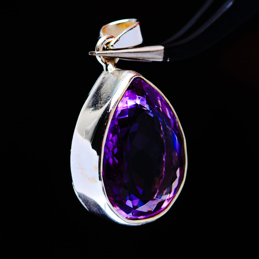 15.37ct Premium Faceted Amethyst Pendant 1" (.925 Sterling Silver)