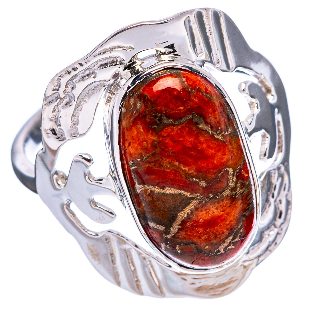 Premium Copper Sponge Coral Ring Size 7.25 (.925 Sterling Silver)