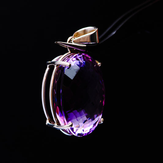 30.45ct Faceted Brazilian Amethyst Pendant 1 1/2" (.925 Sterling Silver)