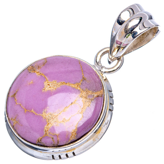 Sterling silver phosphosiderite pendant with round purple cabochon and open bail