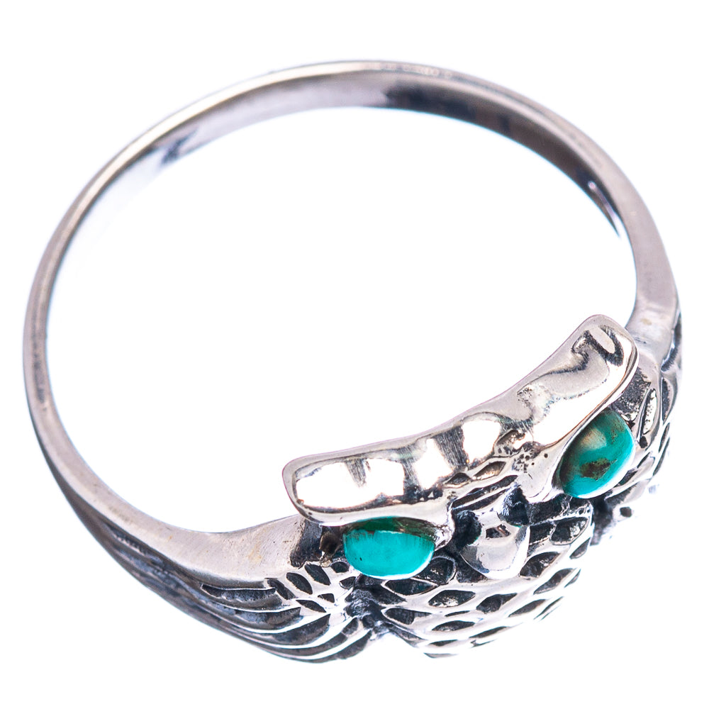 Native Style Mohave Turquoise Owl Ring Size 7.75 (.925 Sterling Silver)