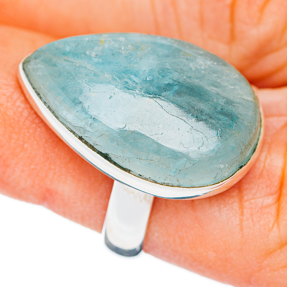 Premium Aquamarine Ring Size 5.75 Adjustable (.925 Sterling Silver)