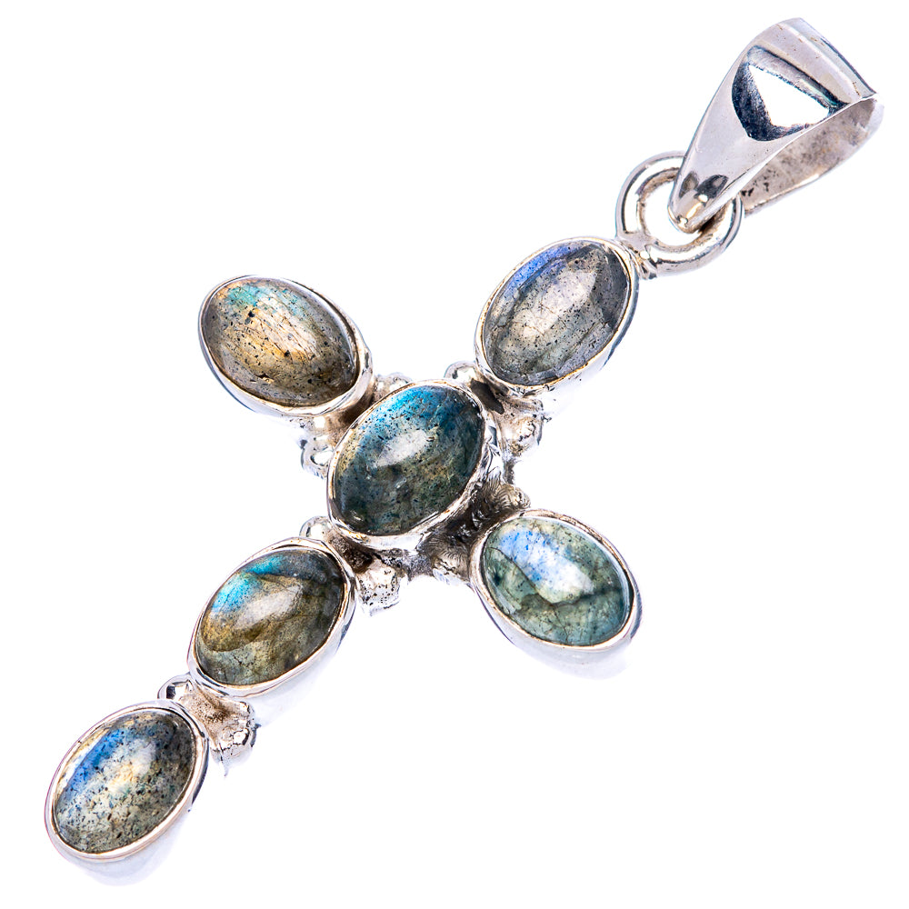 Labradorite Cross Pendants 1 5/8" (925 Sterling Silver) P42358