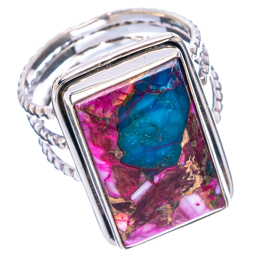 Pink Dahlia Mohave Turquoise Ring Size 6.75 (.925 Sterling Silver)