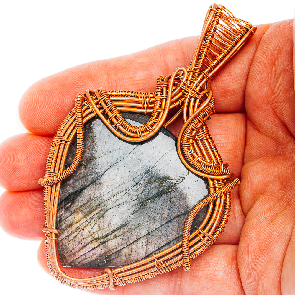 Labradorite Wire Wrap Pendant 3" (Copper)