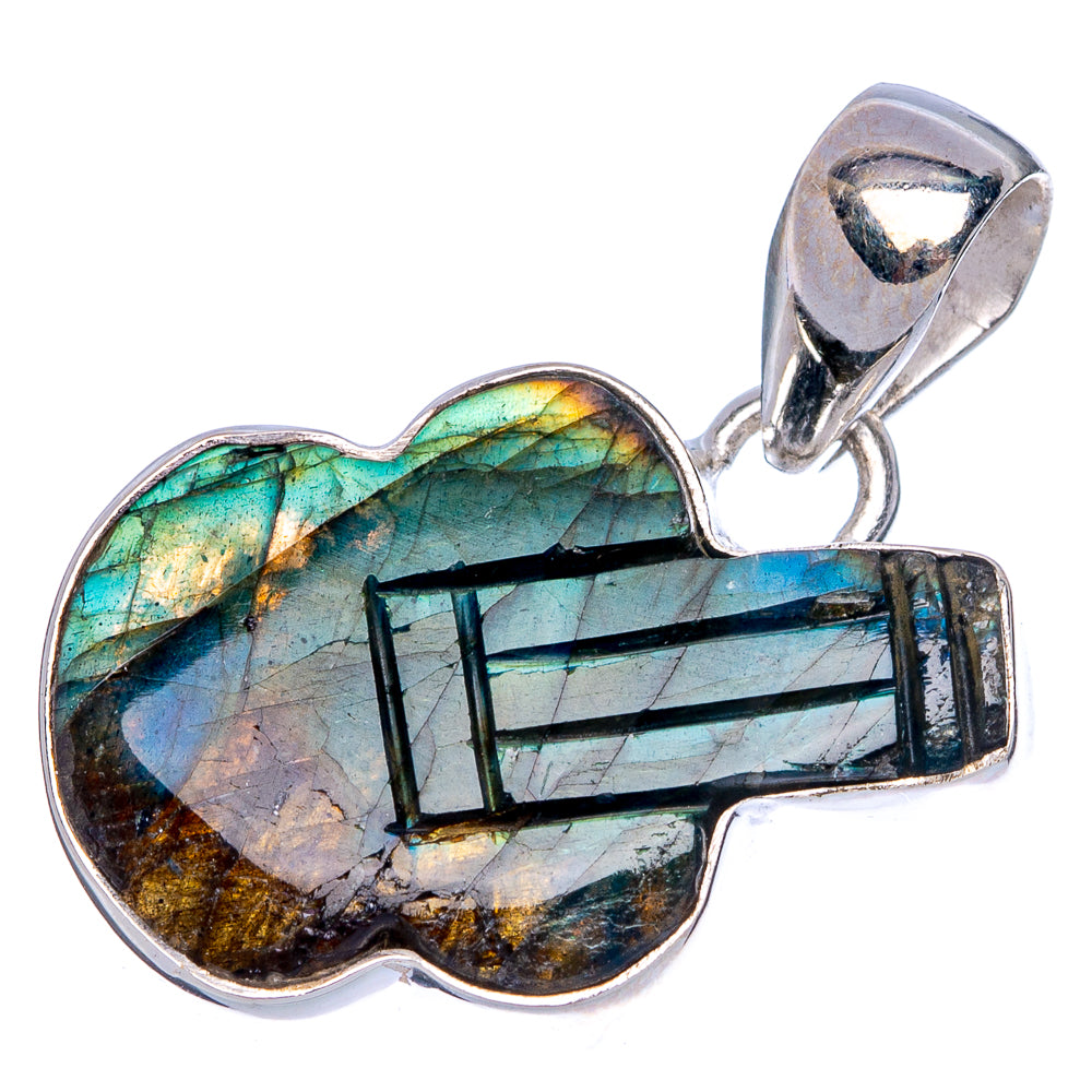 Labradorite Guitar Pendant 1 1/4" (925 Sterling Silver) P40145