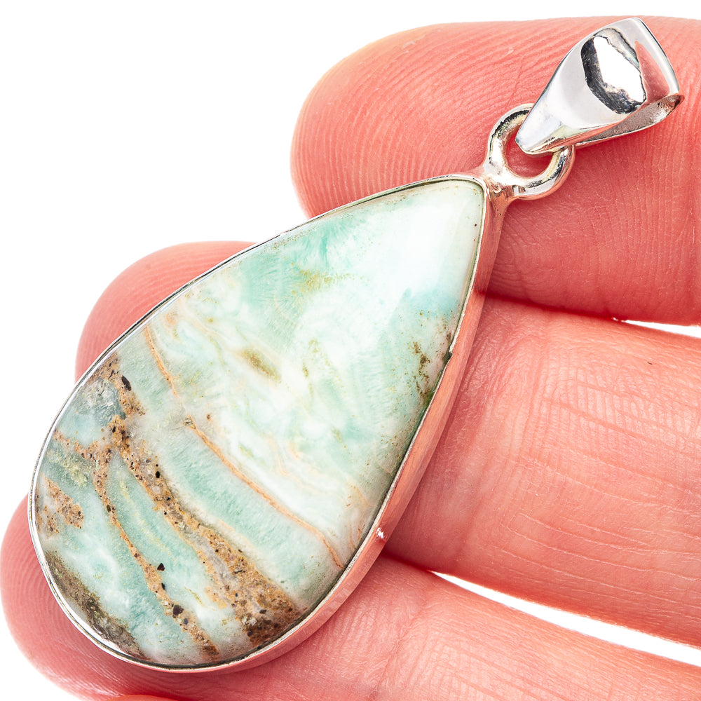 Blue Aragonite Pendant 1 3/4" (925 Sterling Silver) P44593