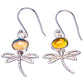 Rare Ethiopian Opal Dragonfly Earrings 1 3/8" (925 Sterling Silver) E1521