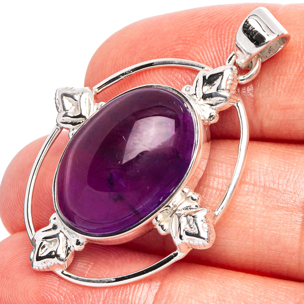 Amethyst 925 Sterling Silver Premium Pendants 1 5/8" (925 Sterling Silver) P43729