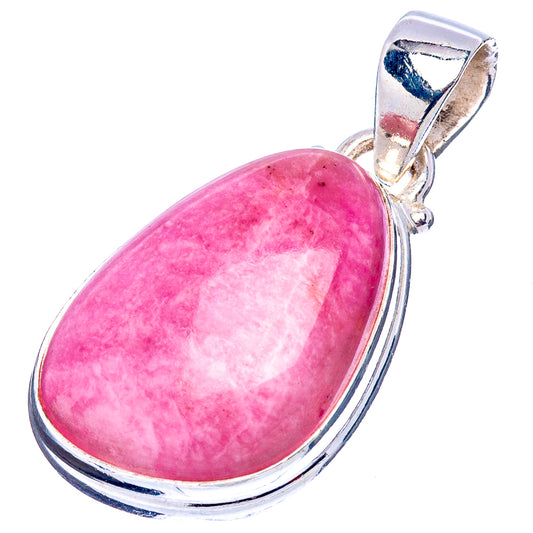 Pink oval petalite pendant with .925 sterling silver bezel and loop bail.