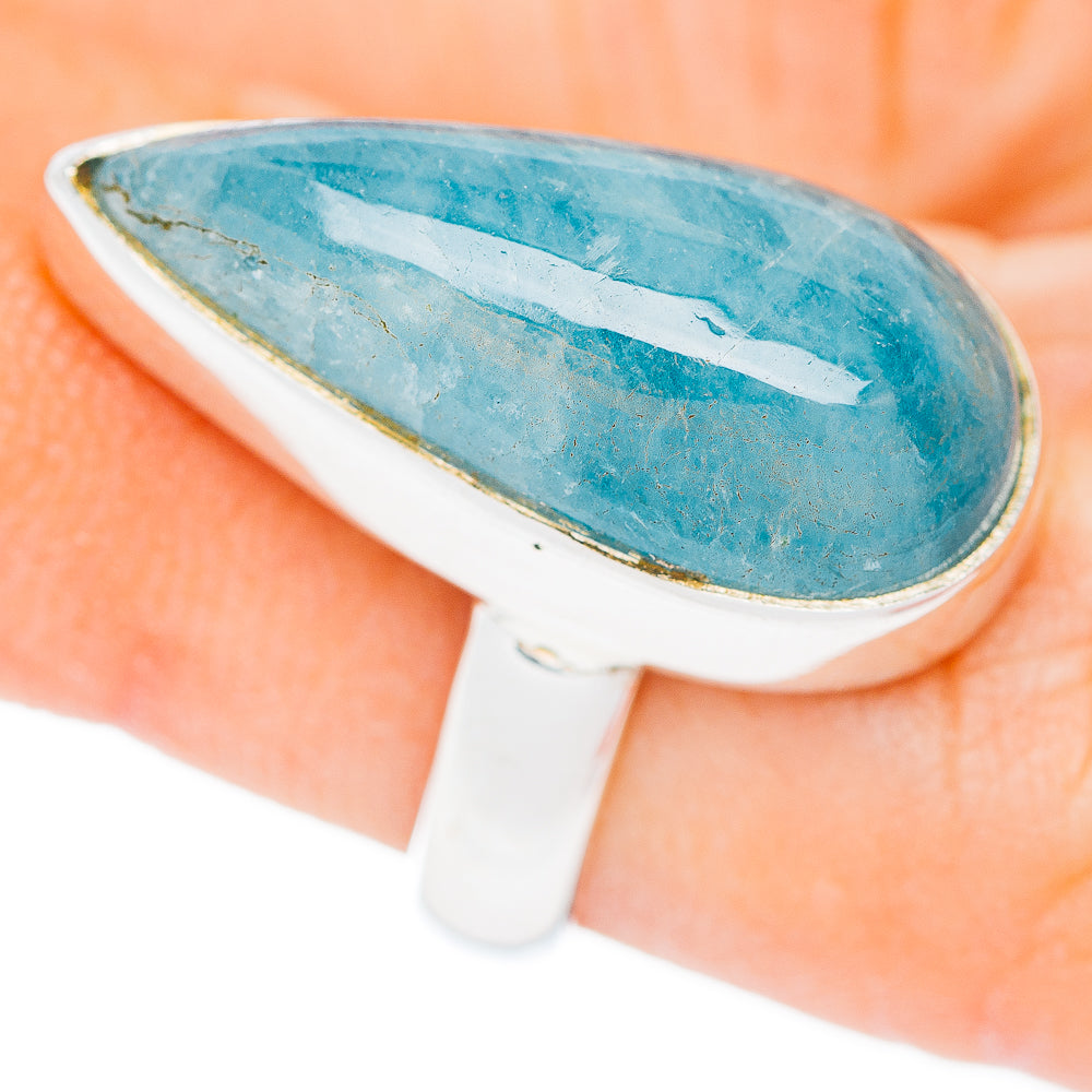 Premium Aquamarine Ring Size 6 Adjustable (.925 Sterling Silver)