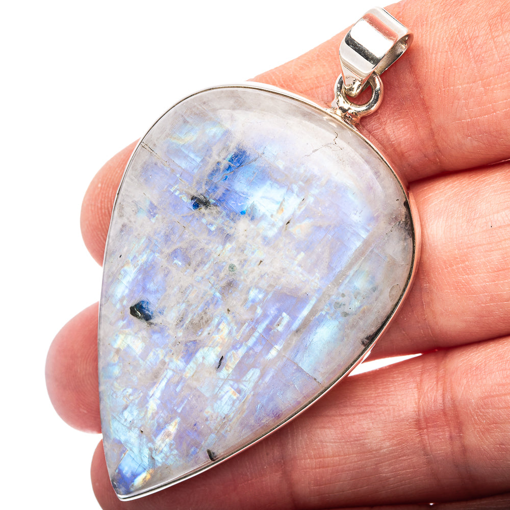 Rainbow Moonstone Pendant 2 3/8" (.925 Sterling Silver)