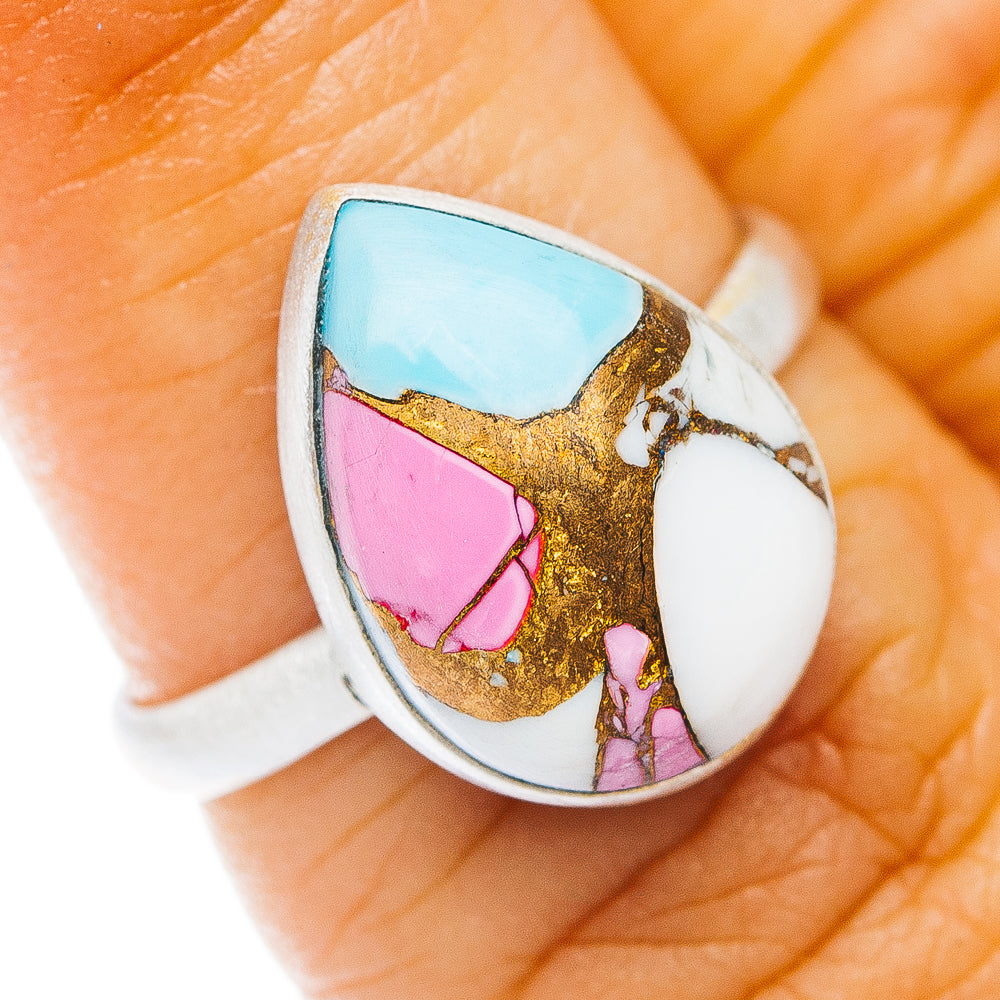 Cotton Candy Dahlia Turquoise Ring Size 6 (.925 Sterling Silver)