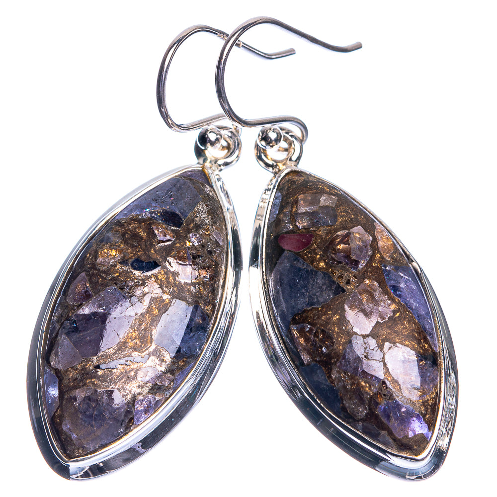 Brecciated Tanzanite 925 Sterling Silver Earrings 1 5/8"