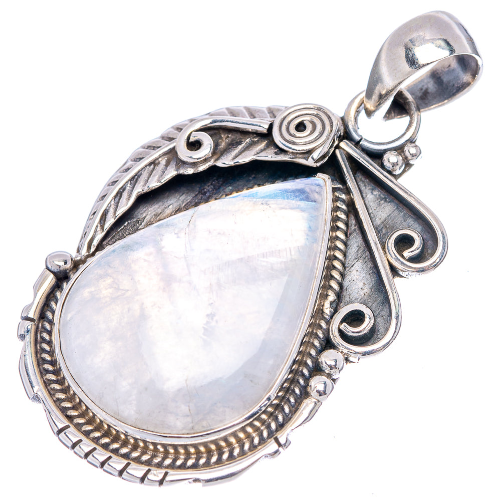 Premium Rainbow Moonstone Pendant 1 3/4" (.925 Sterling Silver)