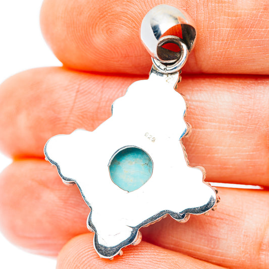 Southwestern Style Kingman Turquoise Pendant 1 3/8" (.925 Sterling Silver)