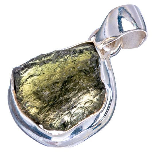 Rare Moldavite Pendant 7/8" (925 Sterling Silver) P43514